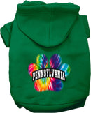 Pet Dog & Cat Screen Printed Hoodie for Medium to Large Pets (Sizes 2XL-6XL), "Pennsylvania Bright Tie Dye"