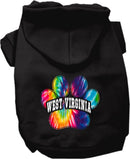 Pet Dog & Cat Screen Printed Hoodie for Medium to Large Pets (Sizes 2XL-6XL), "West Virginia Bright Tie Dye"