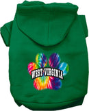 Pet Dog & Cat Screen Printed Hoodie for Medium to Large Pets (Sizes 2XL-6XL), "West Virginia Bright Tie Dye"