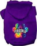 Pet Dog & Cat Screen Printed Hoodie for Medium to Large Pets (Sizes 2XL-6XL), "Virginia Bright Tie Dye"