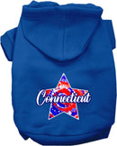 Pet Dog & Cat Screen Printed Hoodie for Medium to Large Pets (Sizes 2XL-6XL), "Connecticut Patriotic Tie Dye"