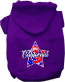 Pet Dog & Cat Screen Printed Hoodie for Medium to Large Pets (Sizes 2XL-6XL), "California Patriotic Tie Dye"