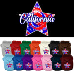 Pet Dog & Cat Screen Printed Hoodie for Medium to Large Pets (Sizes 2XL-6XL), "California Patriotic Tie Dye"