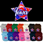 Pet Dog & Cat Screen Printed Hoodie for Medium to Large Pets (Sizes 2XL-6XL), "Iowa Patriotic Tie Dye"