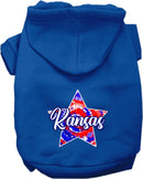 Pet Dog & Cat Screen Printed Hoodie for Medium to Large Pets (Sizes 2XL-6XL), "Kansas Patriotic Tie Dye"