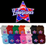 Pet Dog & Cat Screen Printed Hoodie for Small to Medium Pets (Sizes XS-XL), "Louisiana Patriotic Tie Dye"