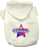 Pet Dog & Cat Screen Printed Hoodie for Small to Medium Pets (Sizes XS-XL), "Michigan Patriotic Tie Dye"