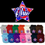 Pet Dog & Cat Screen Printed Hoodie for Medium to Large Pets (Sizes 2XL-6XL), "Ohio Patriotic Tie Dye"