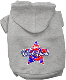 Pet Dog & Cat Screen Printed Hoodie for Medium to Large Pets (Sizes 2XL-6XL), "Rhode Island Patriotic Tie Dye"