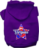 Pet Dog & Cat Screen Printed Hoodie for Medium to Large Pets (Sizes 2XL-6XL), "Virginia Patriotic Tie Dye"