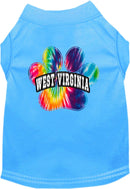 Pet Dog & Cat Screen Printed Shirt for Small to Medium Pets (Sizes XS-XL), "West Virginia Bright Tie Dye"