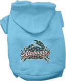 Pet Dog & Cat Screen Printed Hoodie for Small to Medium Pets (Sizes XS-XL), "Alabama Retro Crabs"