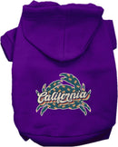 Pet Dog & Cat Screen Printed Hoodie for Medium to Large Pets (Sizes 2XL-6XL), "California Retro Crabs"