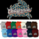 Pet Dog & Cat Screen Printed Hoodie for Medium to Large Pets (Sizes 2XL-6XL), "California Retro Crabs"