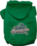 Pet Dog & Cat Screen Printed Hoodie for Medium to Large Pets (Sizes 2XL-6XL), "Massachusetts Retro Crabs"