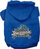 Pet Dog & Cat Screen Printed Hoodie for Medium to Large Pets (Sizes 2XL-6XL), "Louisiana Retro Crabs"