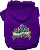 Pet Dog & Cat Screen Printed Hoodie for Medium to Large Pets (Sizes 2XL-6XL), "New Jersey Retro Crabs"