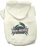 Pet Dog & Cat Screen Printed Hoodie for Small to Medium Pets (Sizes XS-XL), "New Jersey Retro Crabs"