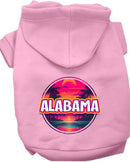 Pet Dog & Cat Screen Printed Hoodie for Medium to Large Pets (Sizes 2XL-6XL), "Alabama Neon Beach Sunset"