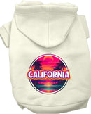 Pet Dog & Cat Screen Printed Hoodie for Medium to Large Pets (Sizes 2XL-6XL), "California Neon Beach Sunset"