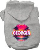 Pet Dog & Cat Screen Printed Hoodie for Medium to Large Pets (Sizes 2XL-6XL), "Georgia Neon Beach Sunset"