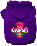 Pet Dog & Cat Screen Printed Hoodie for Medium to Large Pets (Sizes 2XL-6XL), "Georgia Neon Beach Sunset"