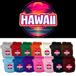 Pet Dog & Cat Screen Printed Hoodie for Small to Medium Pets (Sizes XS-XL), "Hawaii Neon Beach Sunset"