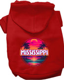 Pet Dog & Cat Screen Printed Hoodie for Medium to Large Pets (Sizes 2XL-6XL), "Mississippi Neon Beach Sunset"