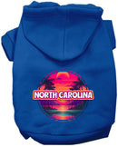 Pet Dog & Cat Screen Printed Hoodie for Medium to Large Pets (Sizes 2XL-6XL), "North Carolina Neon Beach Sunset"