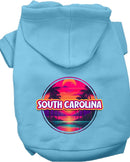 Pet Dog & Cat Screen Printed Hoodie for Medium to Large Pets (Sizes 2XL-6XL), "South Carolina Neon Beach Sunset"