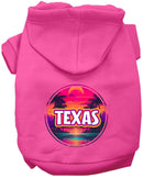 Pet Dog & Cat Screen Printed Hoodie for Small to Medium Pets (Sizes XS-XL), "Texas Neon Beach Sunset"