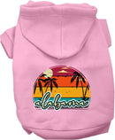 Pet Dog & Cat Screen Printed Hoodie for Small to Medium Pets (Sizes XS-XL), "Alabama Retro Beach Sunset"