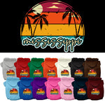 Pet Dog & Cat Screen Printed Hoodie for Medium to Large Pets (Sizes 2XL-6XL), "Mississippi Retro Beach Sunset"