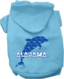 Pet Dog & Cat Screen Printed Hoodie for Small to Medium Pets (Sizes XS-XL), "Alabama Blue Dolphins"