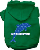 Pet Dog & Cat Screen Printed Hoodie for Medium to Large Pets (Sizes 2XL-6XL), "Washington Blue Dolphins"