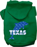 Pet Dog & Cat Screen Printed Hoodie for Medium to Large Pets (Sizes 2XL-6XL), "Texas Blue Dolphins"