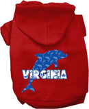 Pet Dog & Cat Screen Printed Hoodie for Medium to Large Pets (Sizes 2XL-6XL), "Virginia Blue Dolphins"