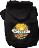 Pet Dog & Cat Screen Printed Hoodie for Medium to Large Pets (Sizes 2XL-6XL), "Colorado Trippy Peaks"