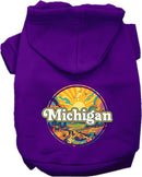 Pet Dog & Cat Screen Printed Hoodie for Medium to Large Pets (Sizes 2XL-6XL), "Michigan Trippy Peaks"