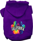 Pet Dog & Cat Screen Printed Hoodie for Small to Medium Pets (Sizes XS-XL), "California Bright Tie Dye"