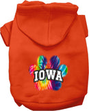 Pet Dog & Cat Screen Printed Hoodie for Medium to Large Pets (Sizes 2XL-6XL), "Iowa Bright Tie Dye"