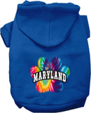 Pet Dog & Cat Screen Printed Hoodie for Medium to Large Pets (Sizes 2XL-6XL), "Maryland Bright Tie Dye"