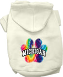 Pet Dog & Cat Screen Printed Hoodie for Medium to Large Pets (Sizes 2XL-6XL), "Michigan Bright Tie Dye"