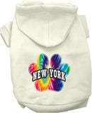 Pet Dog & Cat Screen Printed Hoodie for Medium to Large Pets (Sizes 2XL-6XL), "New York Bright Tie Dye"