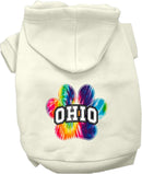 Pet Dog & Cat Screen Printed Hoodie for Small to Medium Pets (Sizes XS-XL), "Ohio Bright Tie Dye"