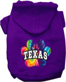 Pet Dog & Cat Screen Printed Hoodie for Medium to Large Pets (Sizes 2XL-6XL), "Texas Bright Tie Dye"