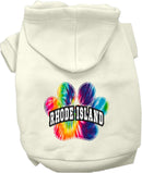 Pet Dog & Cat Screen Printed Hoodie for Small to Medium Pets (Sizes XS-XL), "Rhode Island Bright Tie Dye"