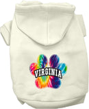 Pet Dog & Cat Screen Printed Hoodie for Medium to Large Pets (Sizes 2XL-6XL), "Virginia Bright Tie Dye"