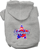 Pet Dog & Cat Screen Printed Hoodie for Medium to Large Pets (Sizes 2XL-6XL), "Louisiana Patriotic Tie Dye"