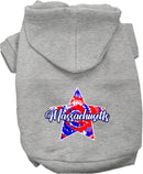 Pet Dog & Cat Screen Printed Hoodie for Small to Medium Pets (Sizes XS-XL), "Massachusetts Patriotic Tie Dye"